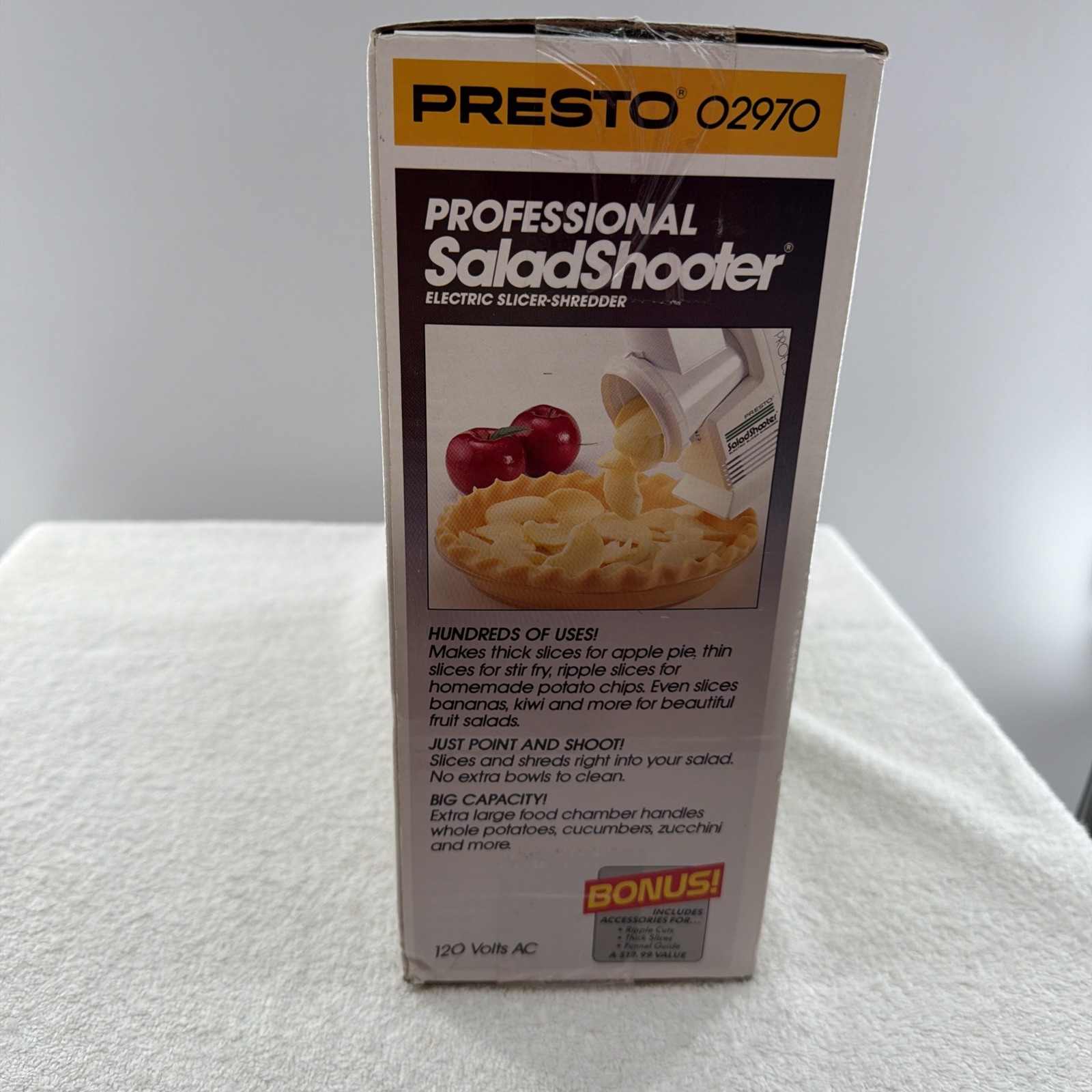 Presto Professional Salad Shooter Model 02970 White Electric Slicer Shredder NEW