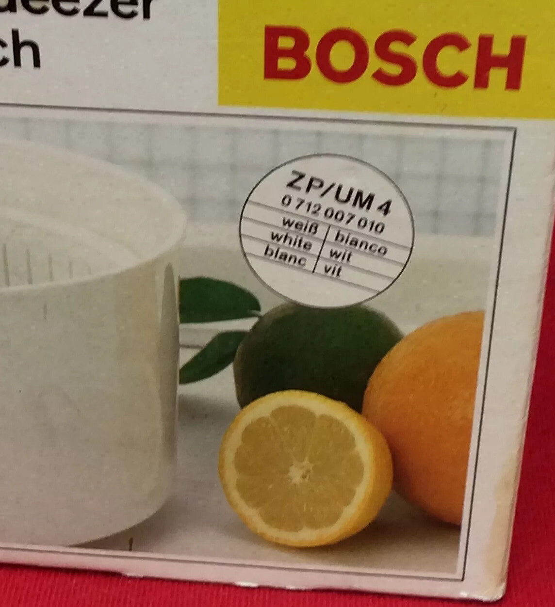 Bosch Compact Citrus Juice Attachment for UM4 Model No. ZP/UM4