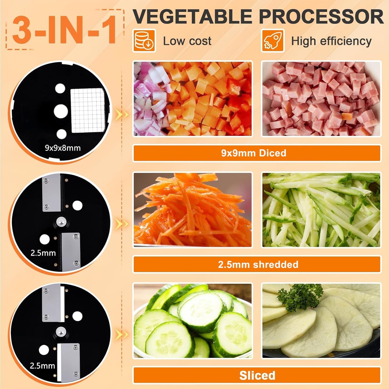 Commercial Vegetable Dicer Chopper 3 IN 1 Food Processor Automatic Potato Sli…
