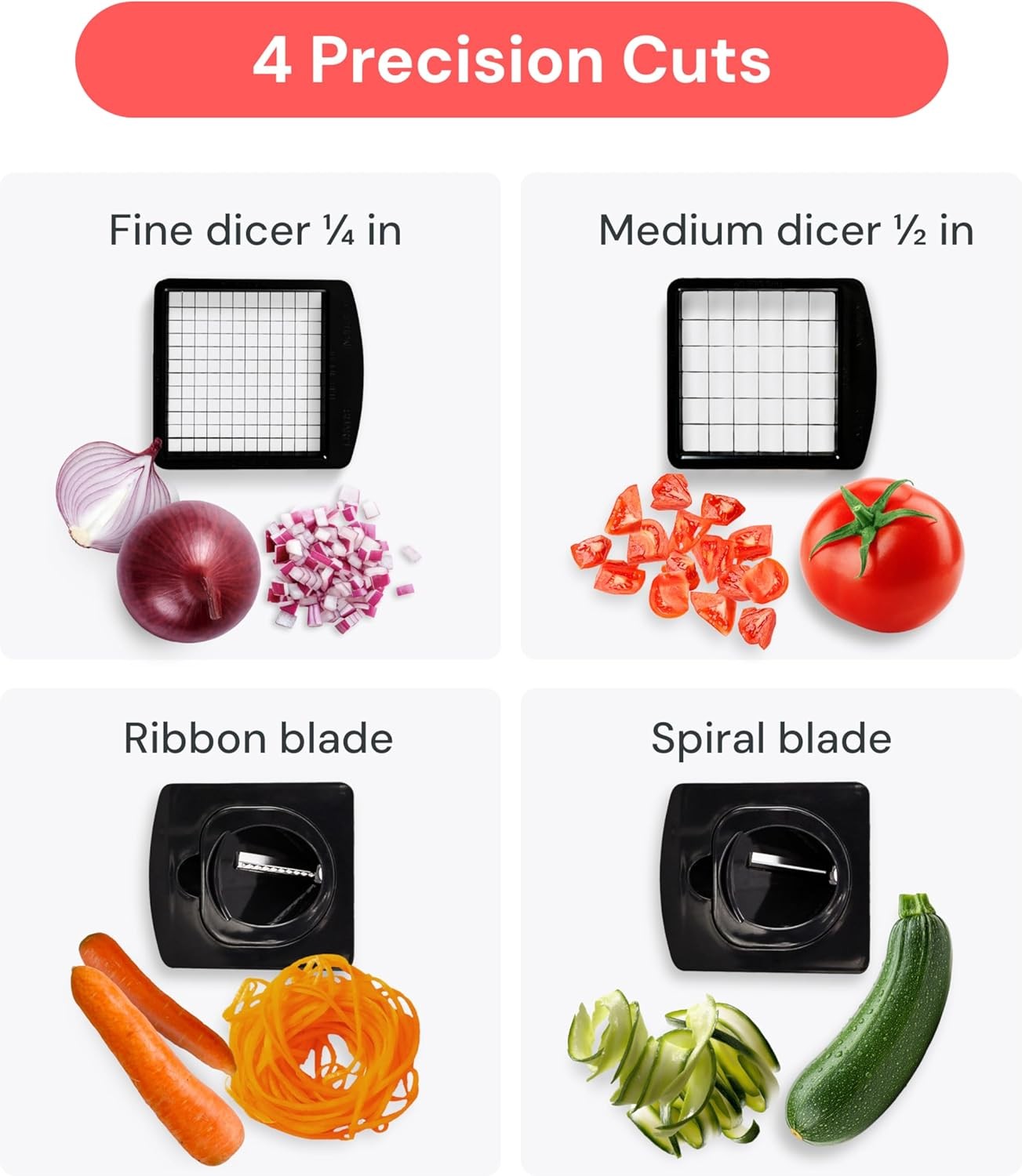 4-in-1 Vegetable Chopper Food Slicer with Container