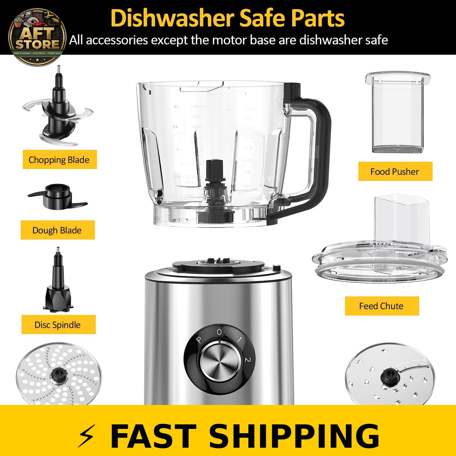 TINANA 6-in-1 Food Processor 10 Cup 1000W Electric Chopper