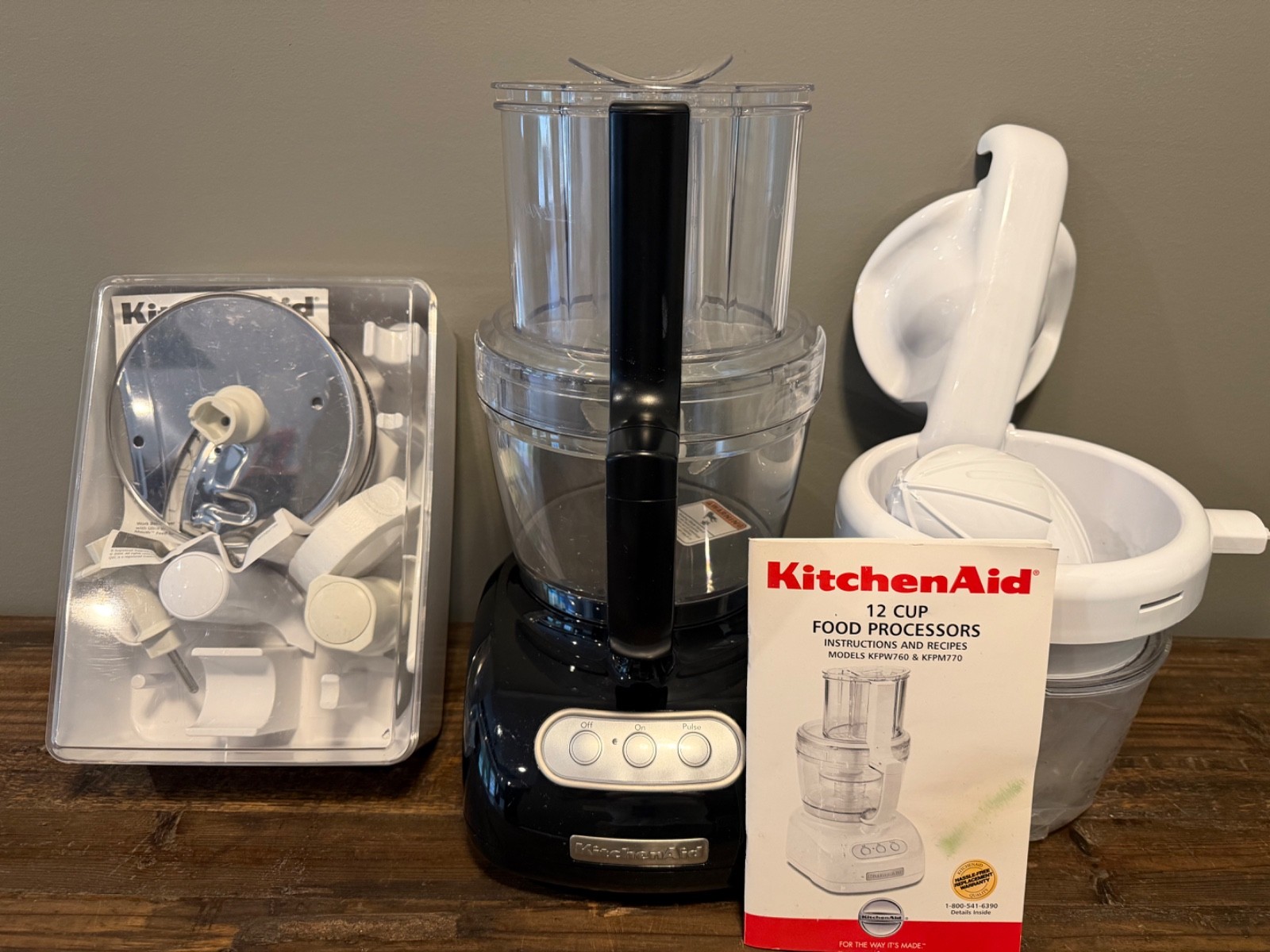 KITCHENAID Food processor KFPW760Q Black EUC used once w juicer attachments