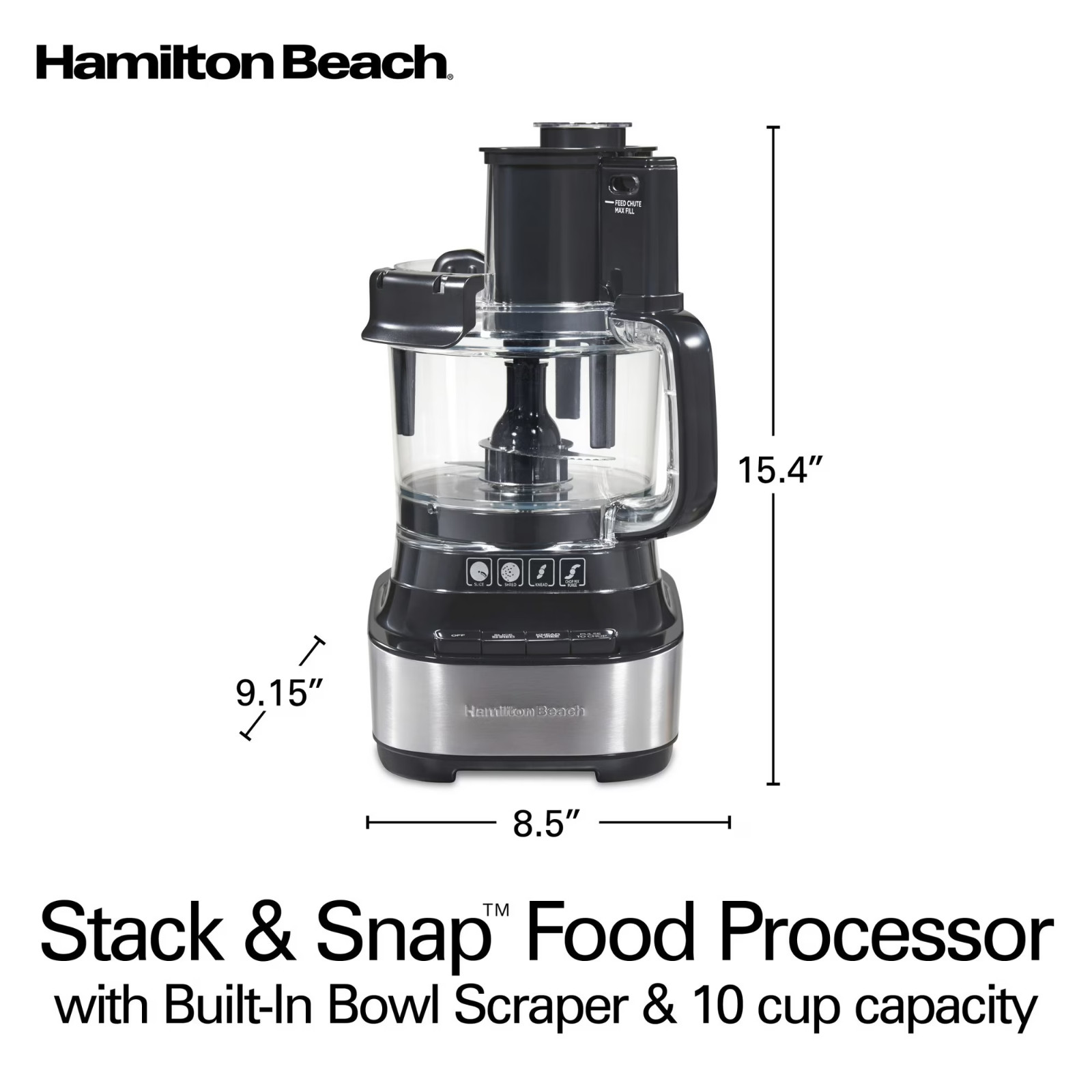 Hamilton Beach 10 Cup Food Processor Chopper Stack Snap Black