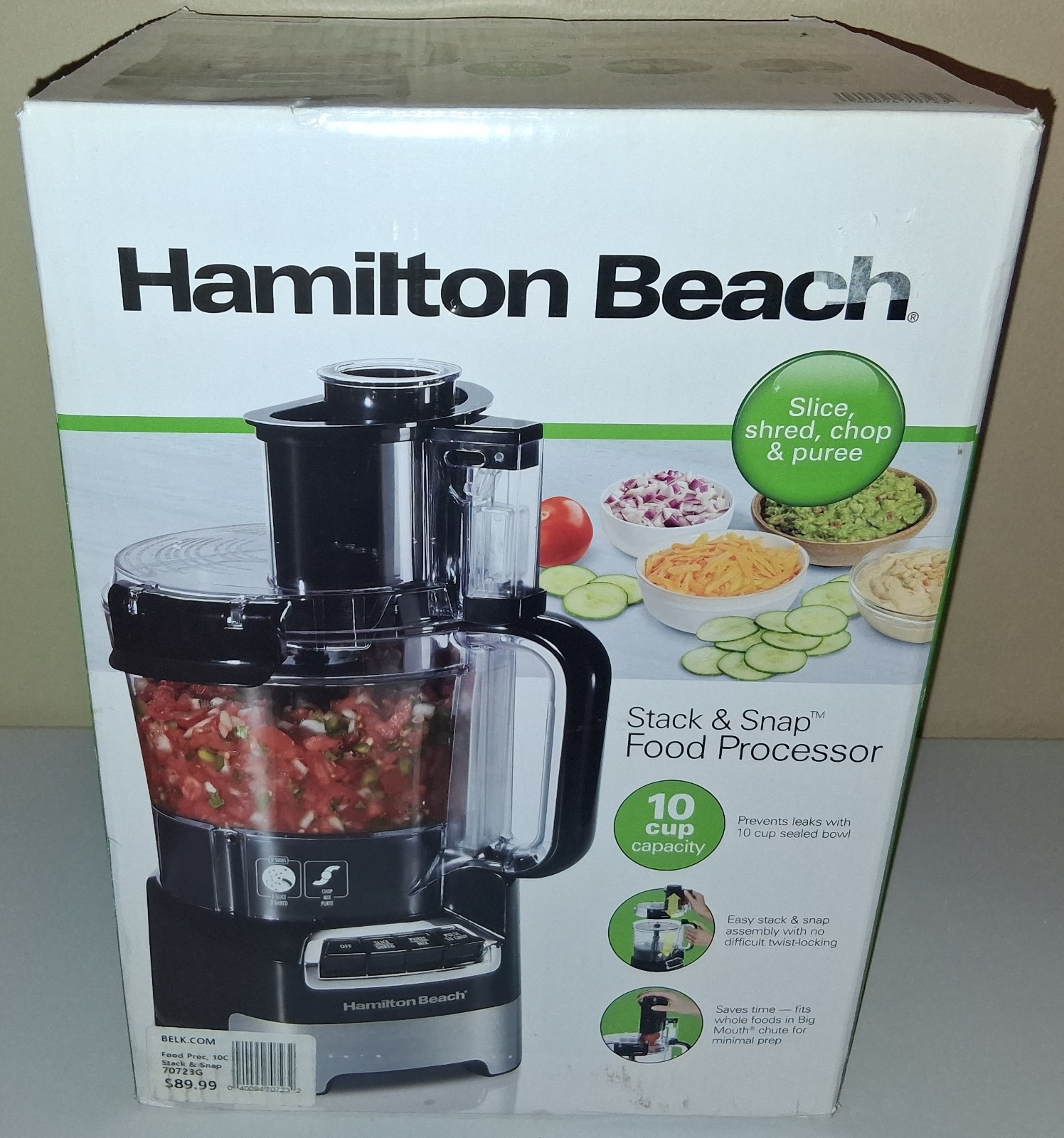 NEW 2023 HAMILTON BEACH STACK & SNAP 10 CUP FOOD PROCESSOR 70723