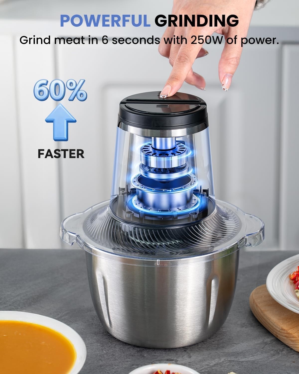 LINKChef 6 Cup Food Processor 250W Electric Meat Grinder Vegetable Chopper