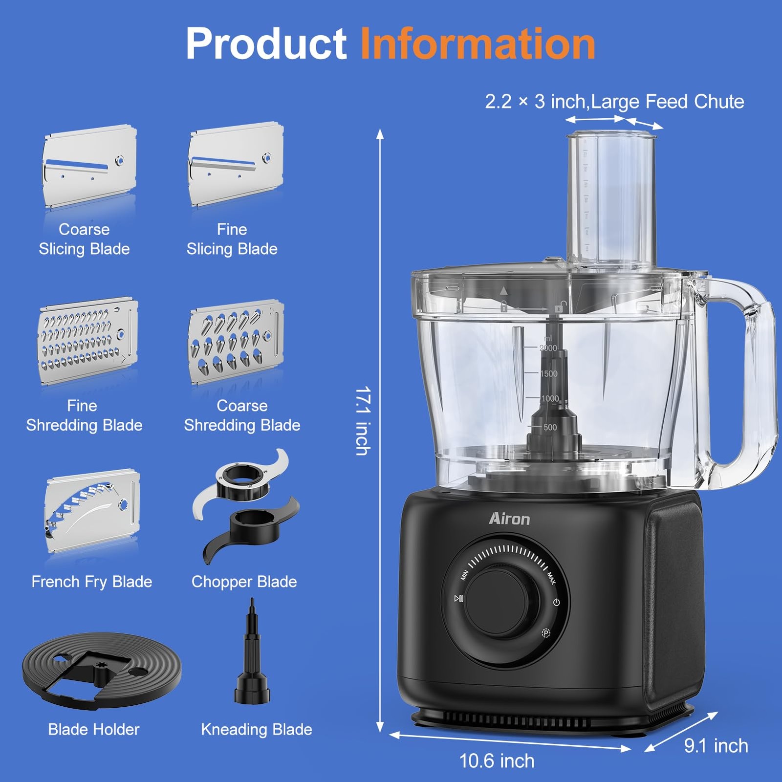 7-in-1 Professional Food Processor, 1000W Powerful Vegetable Chopper, 14-Cup …