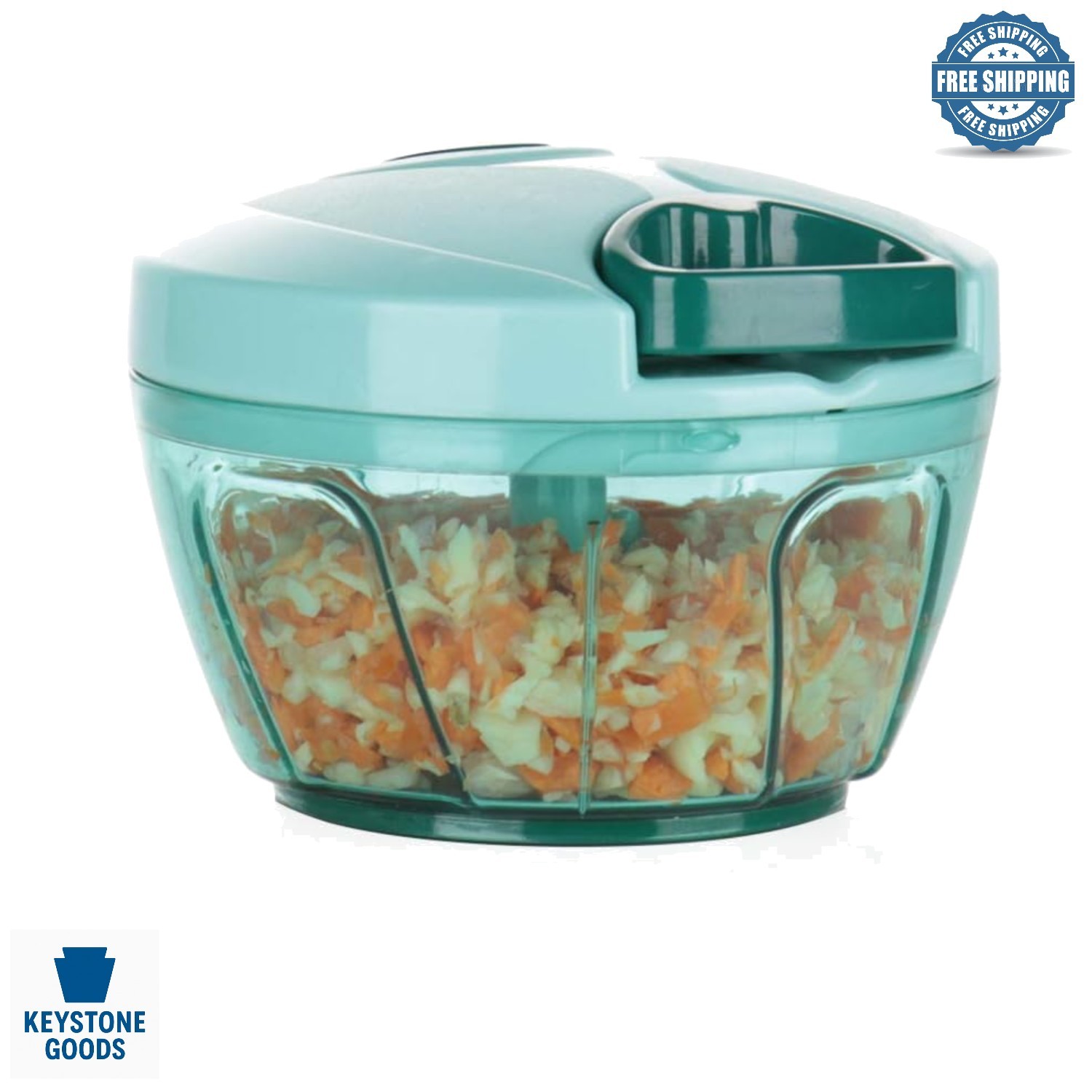 500ml Manual Food Chopper & Vegetable Processor – Portable Hand Pull String G…