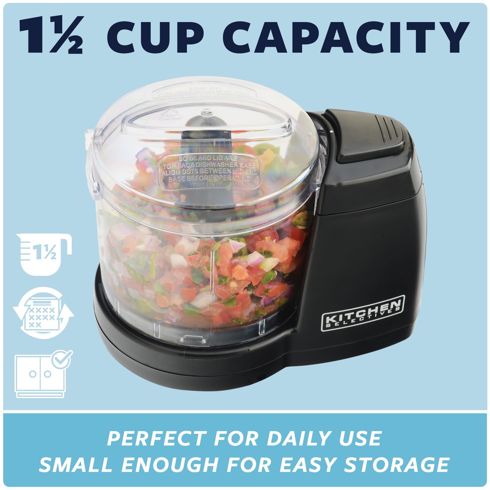 Mini Chopper by Select Brands – Mini Electric Food Chopper for Kitchen Applia…