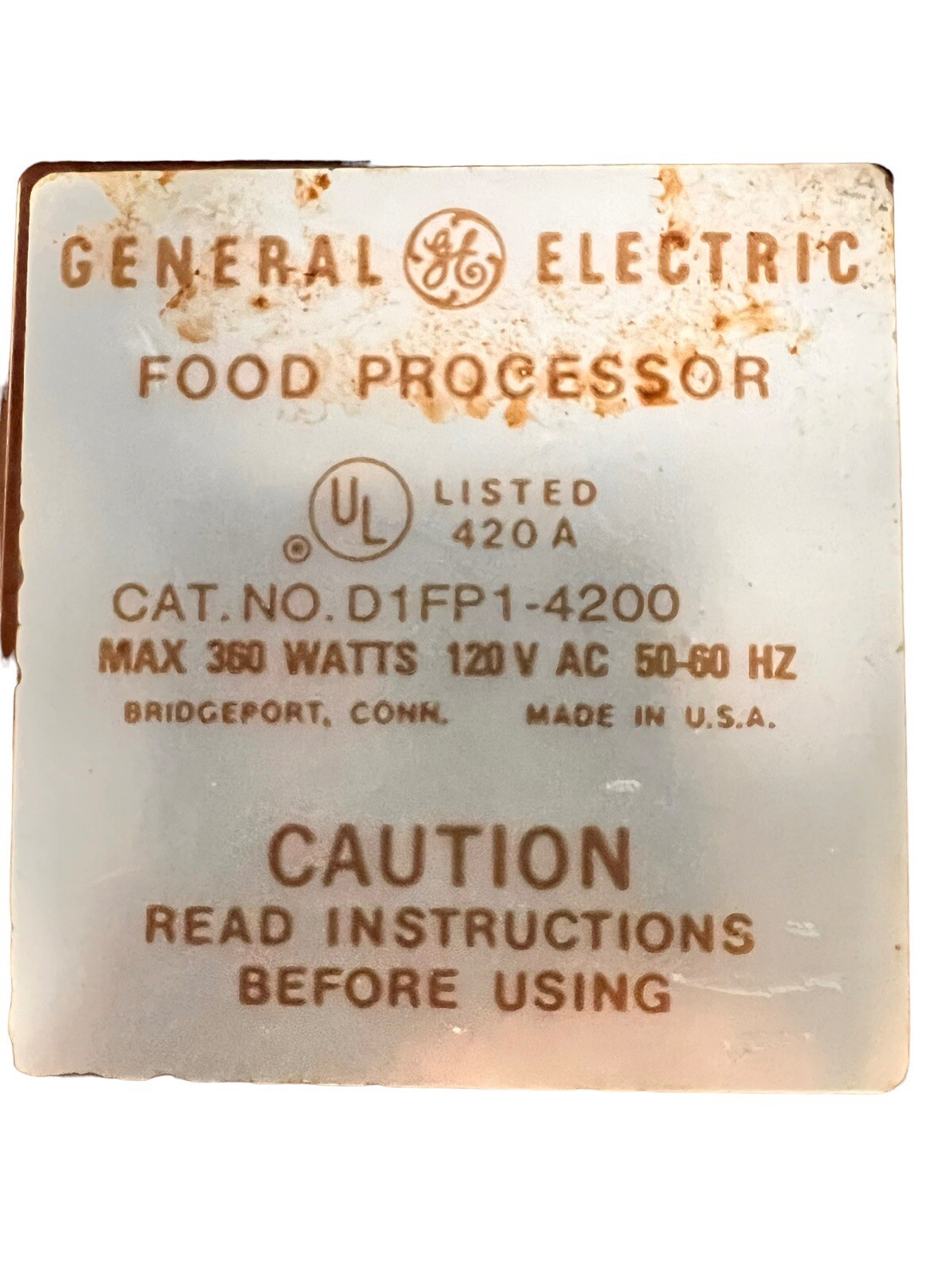 General Electric GE Vintage Food Processor D1FP1 Replacement Pusher ONLY
