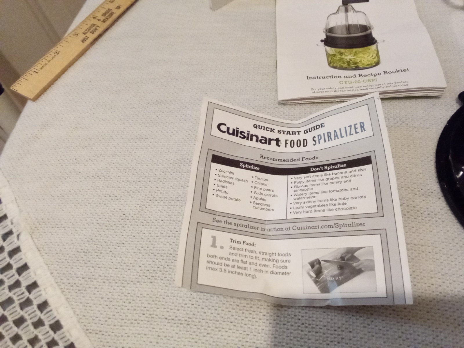 Cuisinart Food Spiralizer Manual Multifunctional Kitchen Gadget W/Instructions