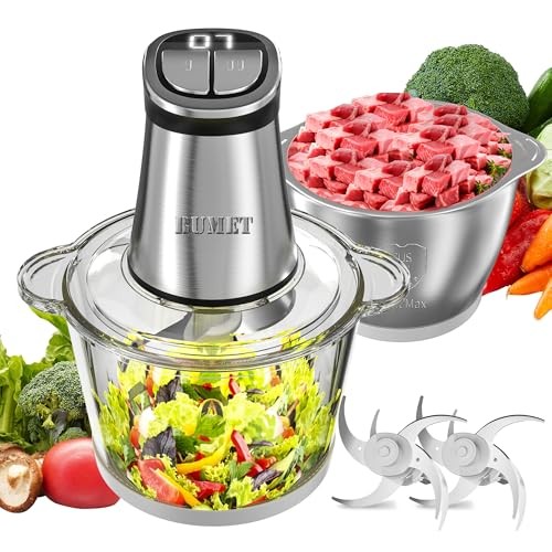 Electric Food Processor Meat Grinder 800W 2x12cups LED Timer Electric Food