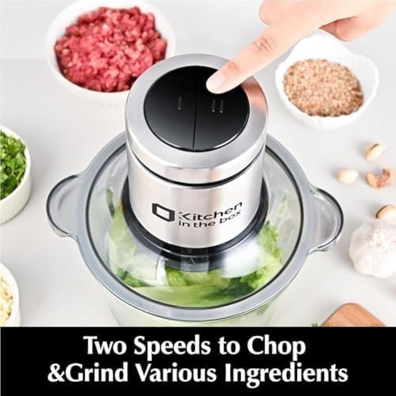 400W All-Copper Food Processor 2 Bowls 2 Sets S Blades 2 Speeds Chopping New