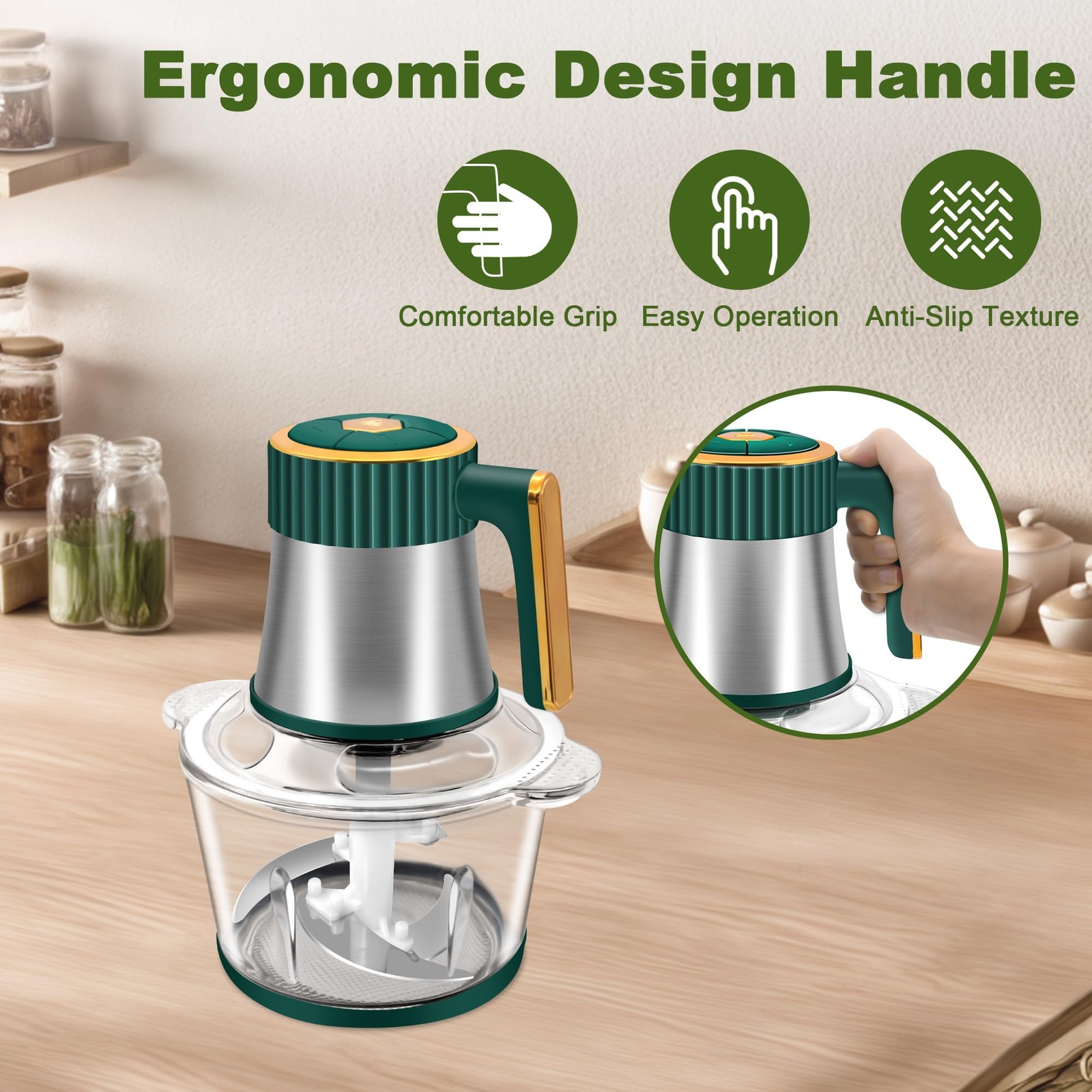 Food Processor, 5-Speed Electric Food Chopper, Meat Grinder with 2 Bowls (8 C…
