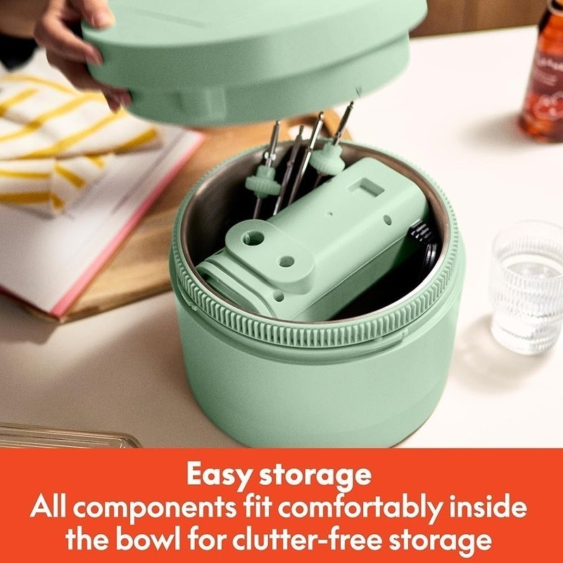 2 in 1 Hand Mixer Food Processor W/ Dishwasher Safe Bowls Adjustable Speed New