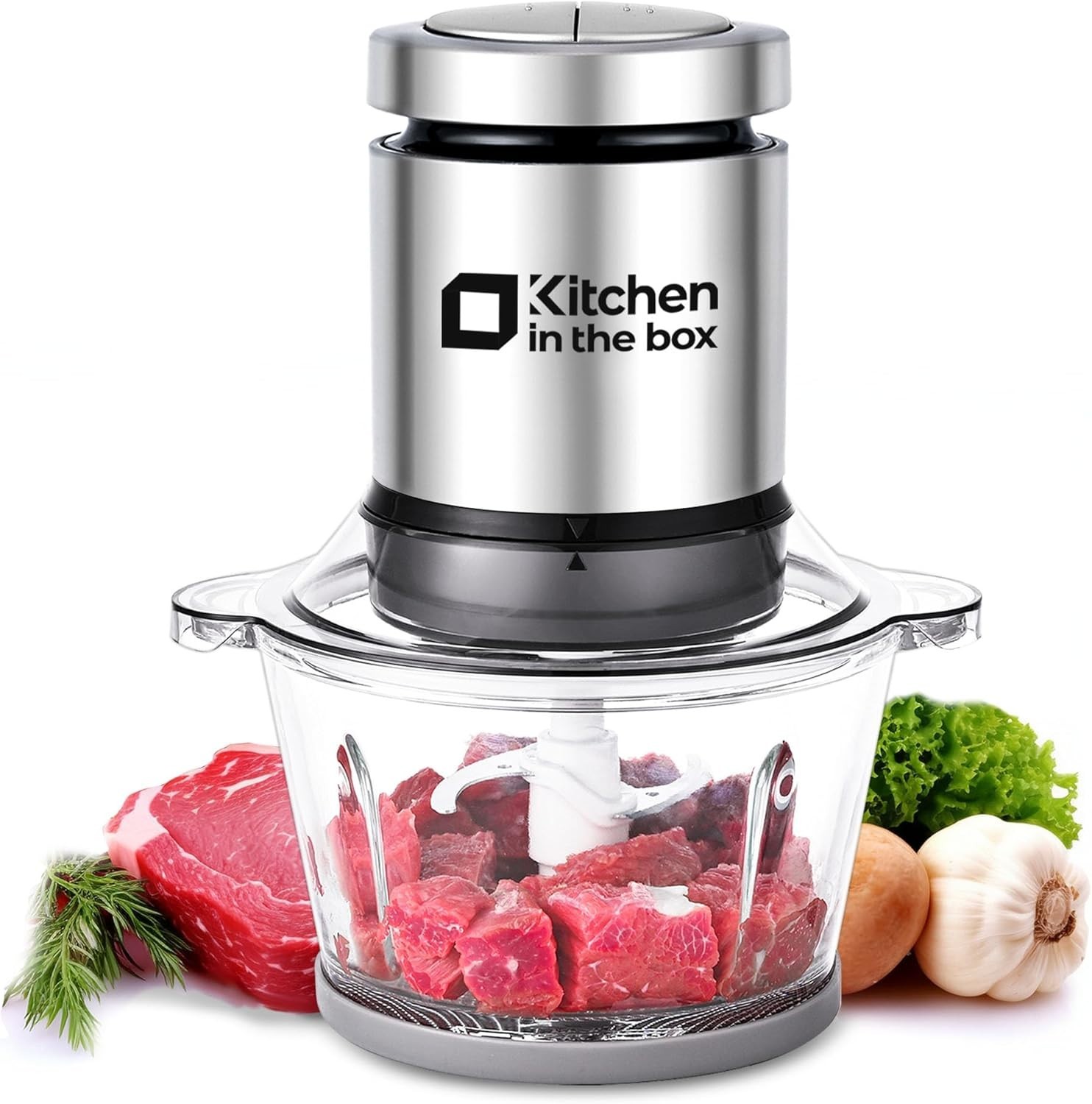 400W Mini Food Processor & Meat Grinder with 3-Cup Glass Bowl for Quick Chopping