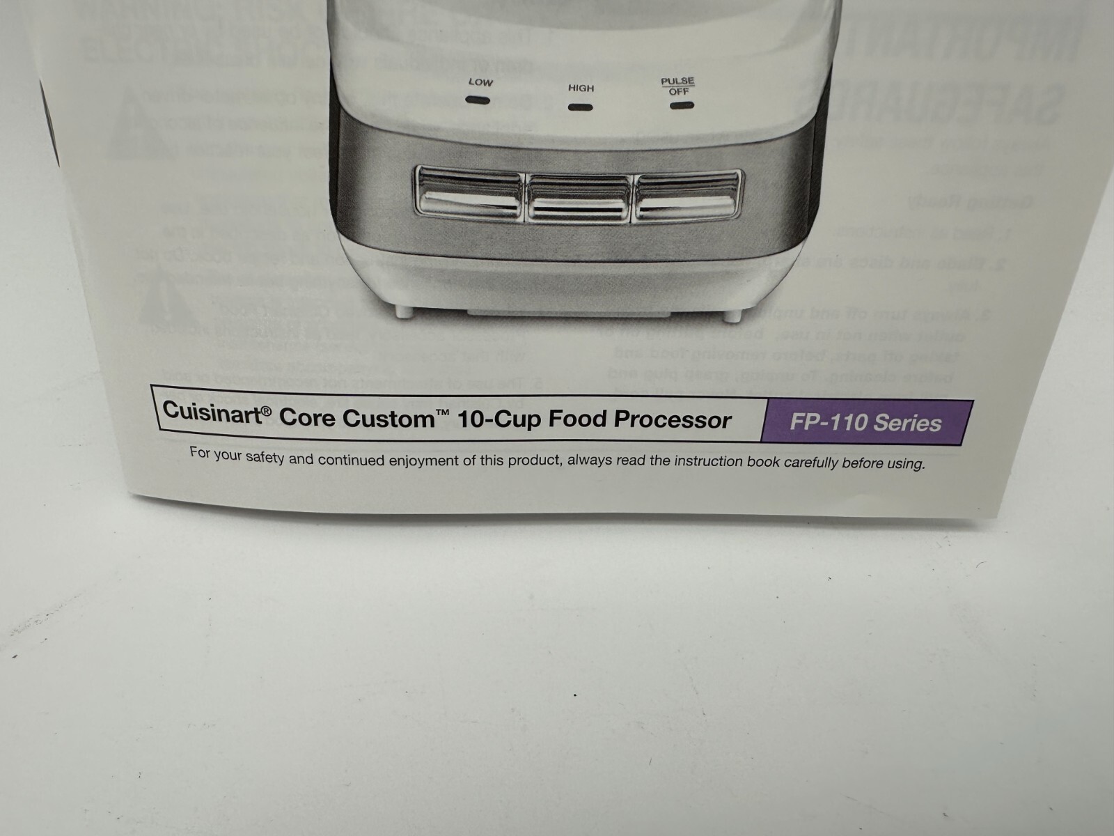 Cuisinart Core Custom 10 Cup Food Processor FP-110 Fine Shedding Blade