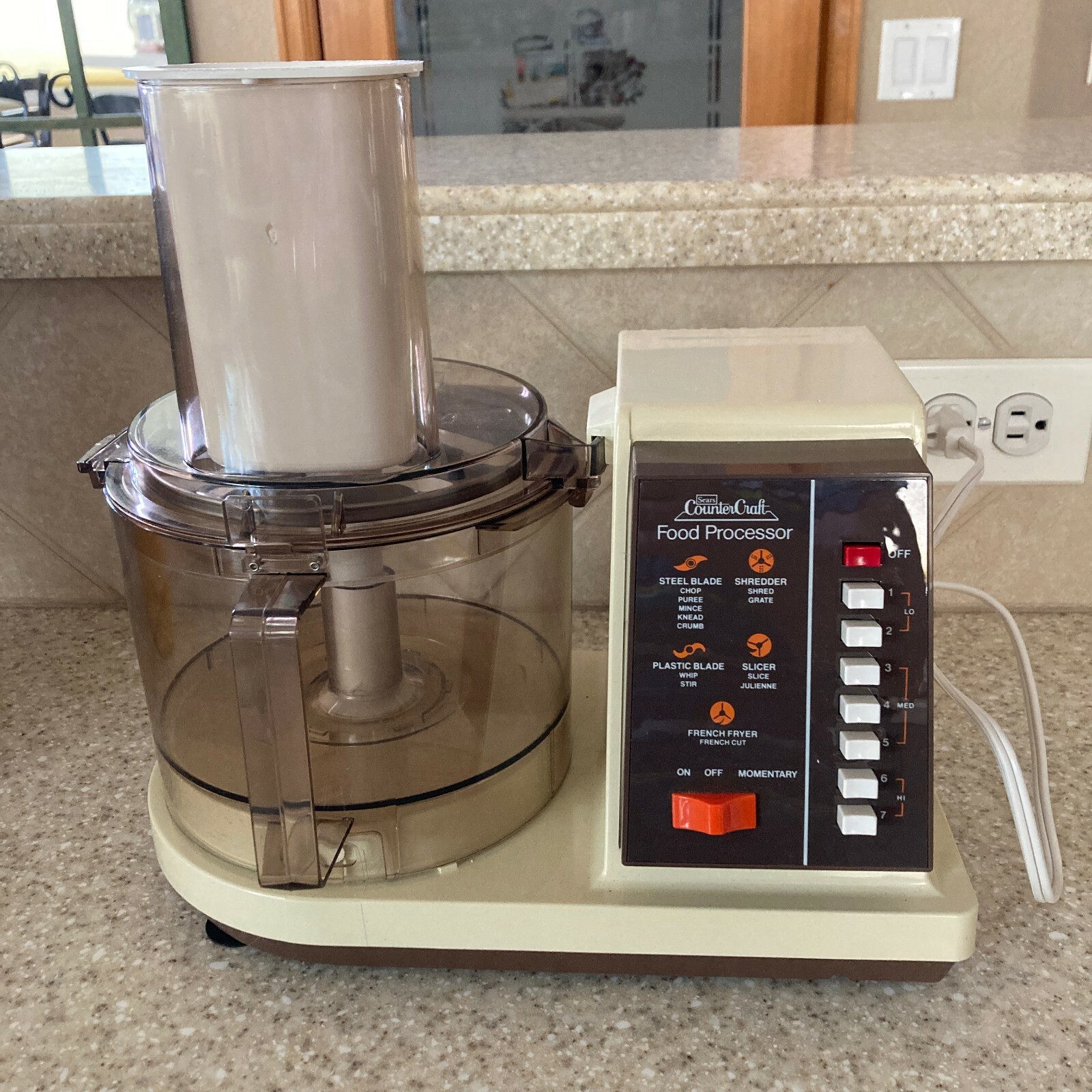 Vintage Sears CounterCraft 7 Speed Food Processor w Blades Box Tested and Works