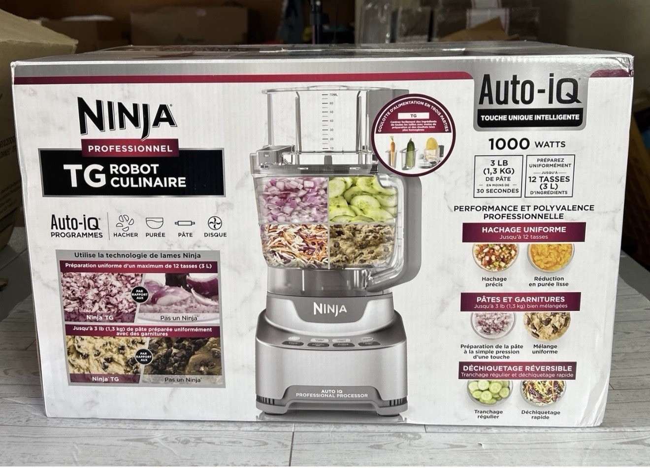 Ninja Professional XL Food Processor Auto-iQ 1000W 12-Cup Chopping & Dough Blade