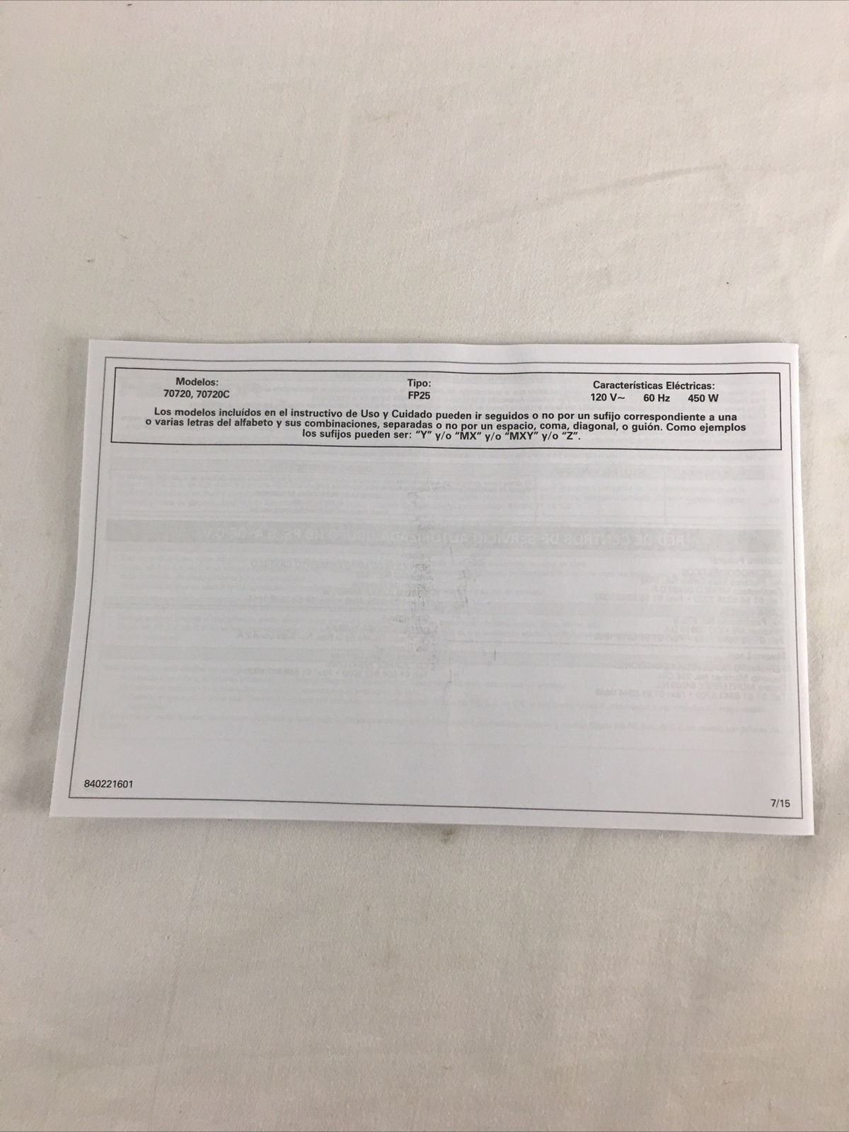 NEW Hamilton Beach Food Processor Stack & Snap #70720 Part – Manual Only