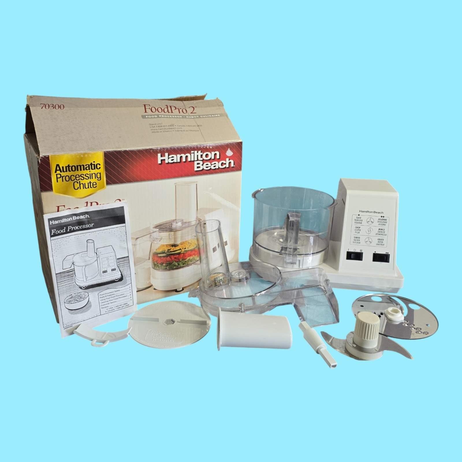 Hamilton Beach Food Pro 2 Food Processor 70300 White TESTED & WORKING! w/ Box
