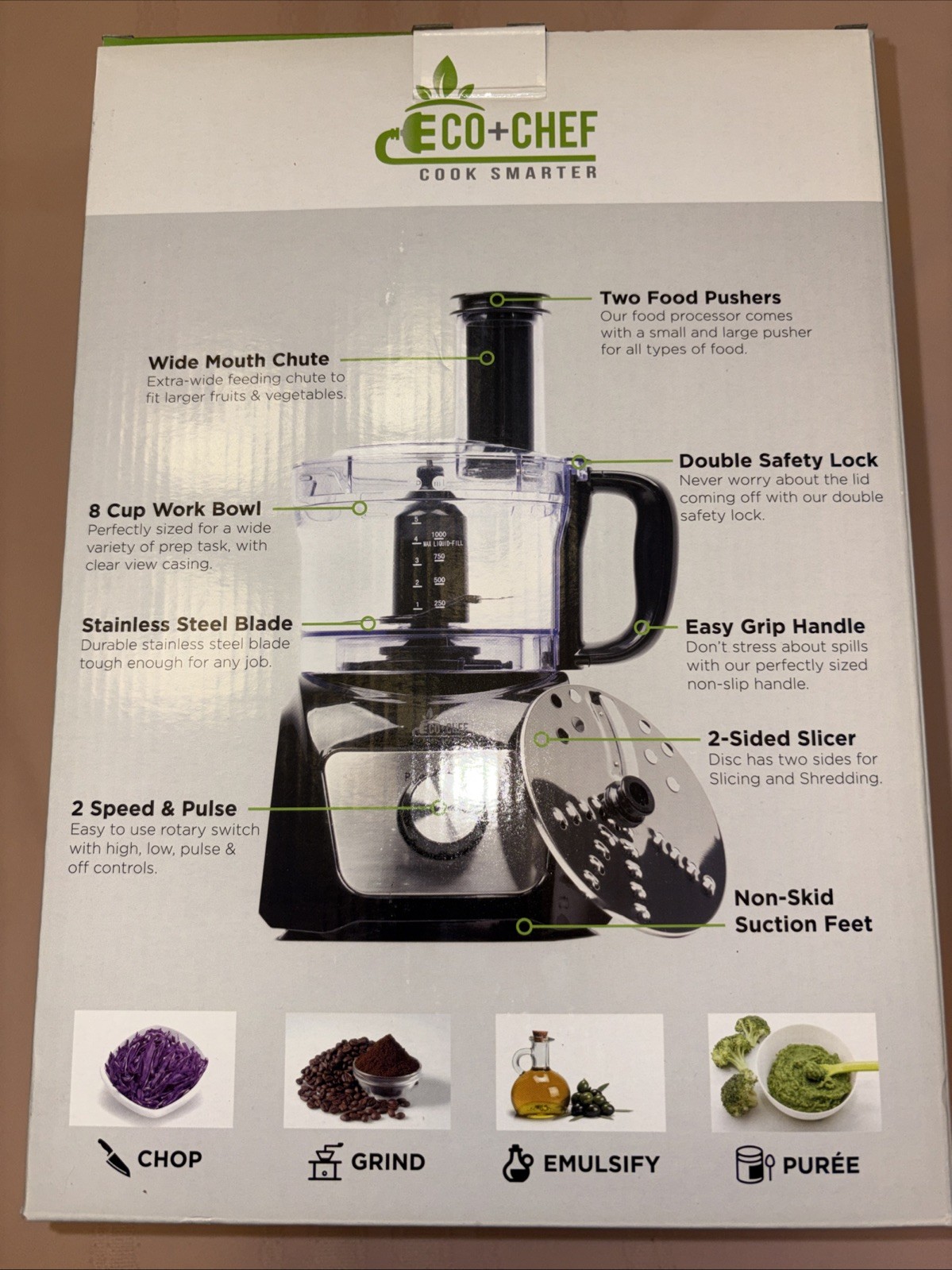 NEW ECHO+CHEF 8 CUP FOOD PROCESSOR Cook Smarter
