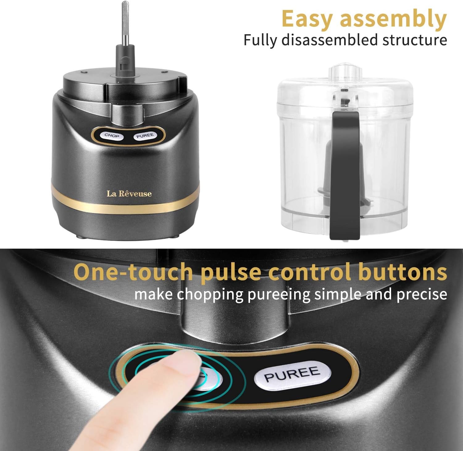Electric Mini Food Processor with 200 Watts 2-Cup Prep Bowl for Mincing