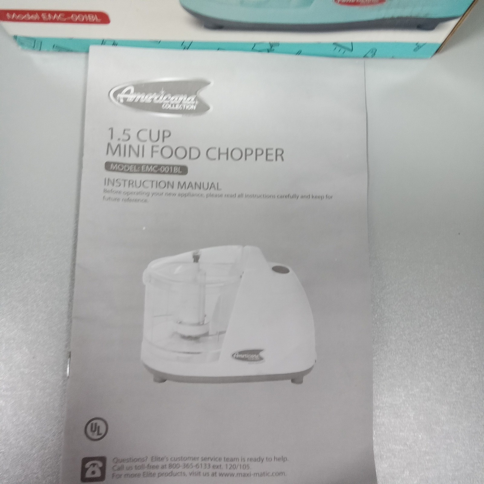 Americana Collection 1.5 Cup Mini Food Chopper Mint Blue EMC-001BL Elite Gourmet