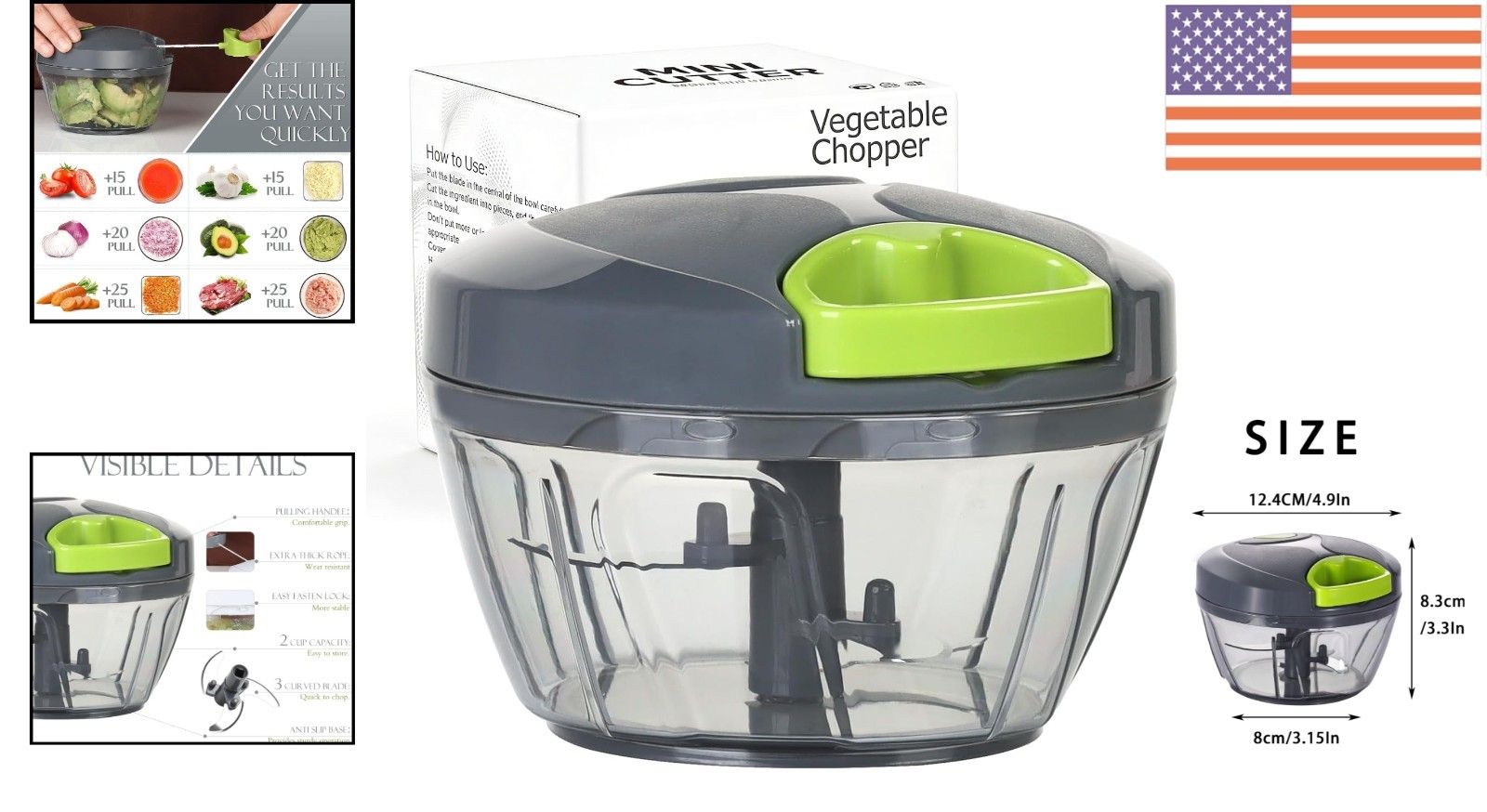 500ml Manual Vegetable Chopper with Adjustable Speed – Quick & Easy Food Prep