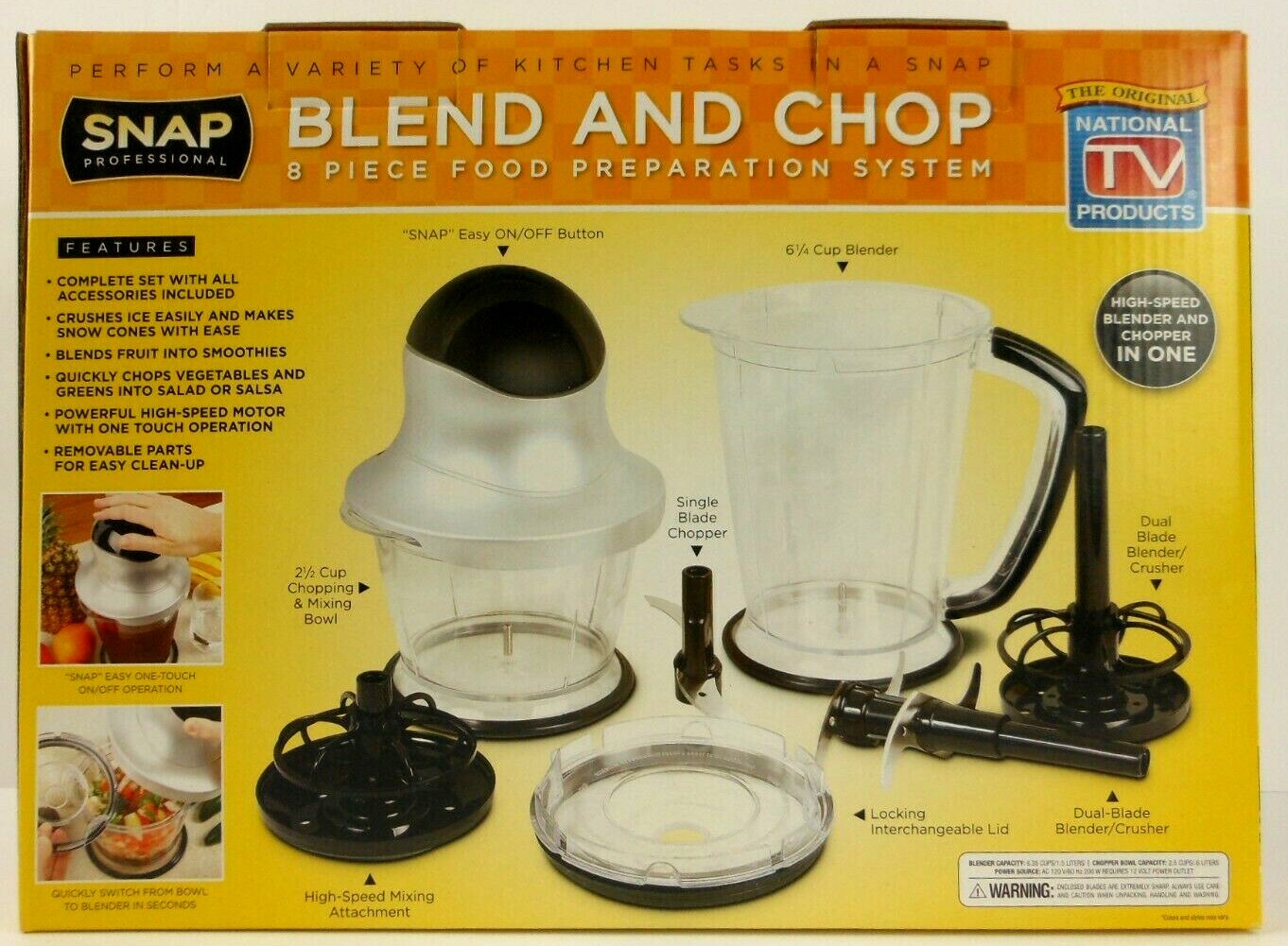 NEW! Snap Professional Blend and Chop 8-Piece Food Preparation System