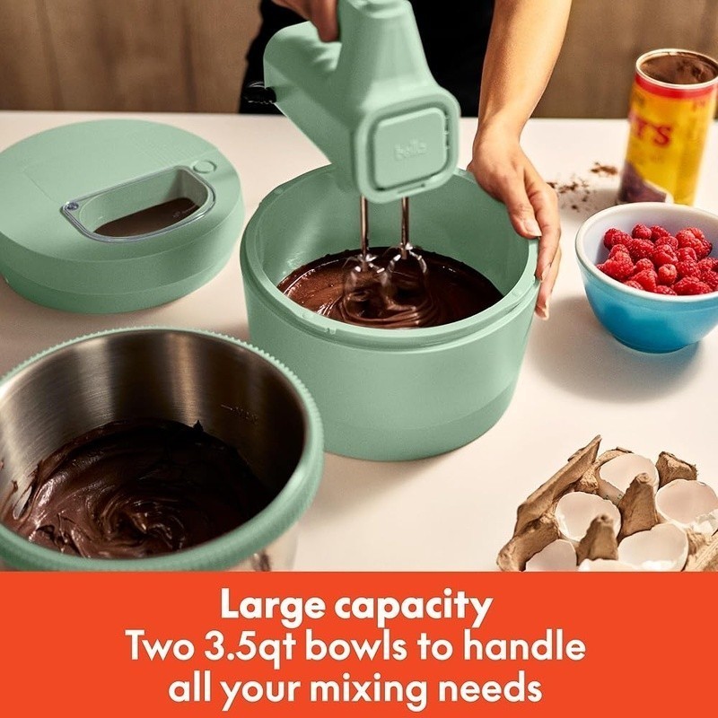 2 in 1 Hand Mixer Food Processor W/ Dishwasher Safe Bowls Adjustable Speed New