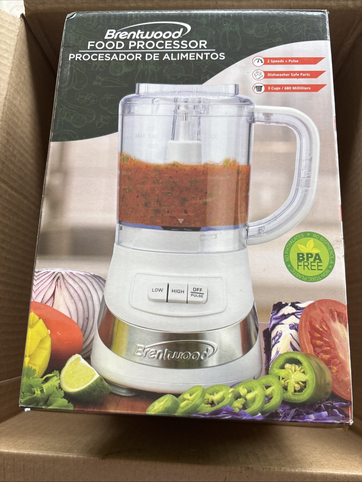 Brentwood Appliances FP-549W 3-Cup, 2-Speed, (White) – Food Processor