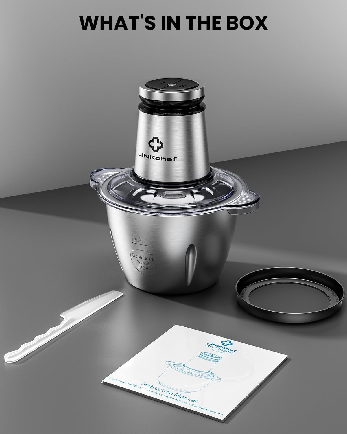 Powerful 600W Food Processor with 10 Cup Stainless Steel Bowl & 2-Speed Control