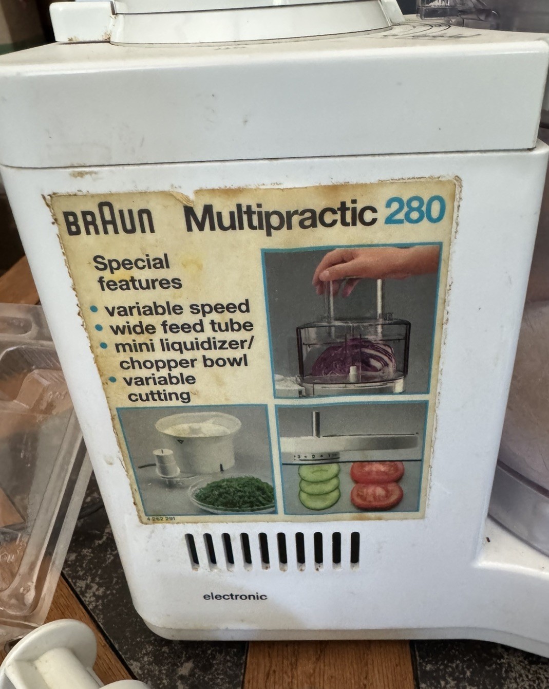 BRAUN Food Processor 280 – Tested Motor Working – Older model, Tall Feed Tube –