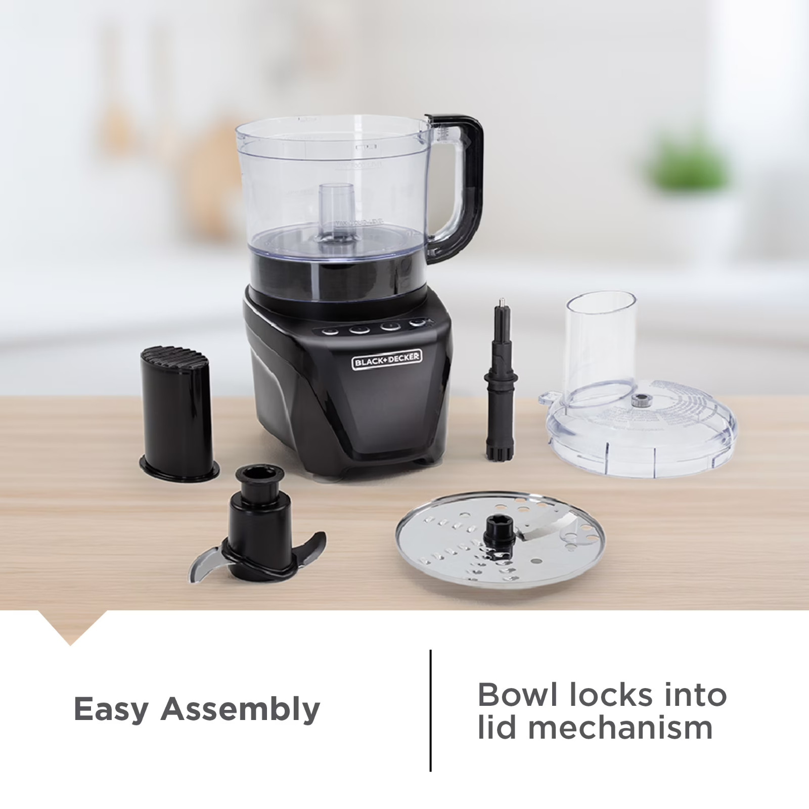 BLACK+DECKER 8-Cup Food Processor, 850W 2-Speed with Pulse