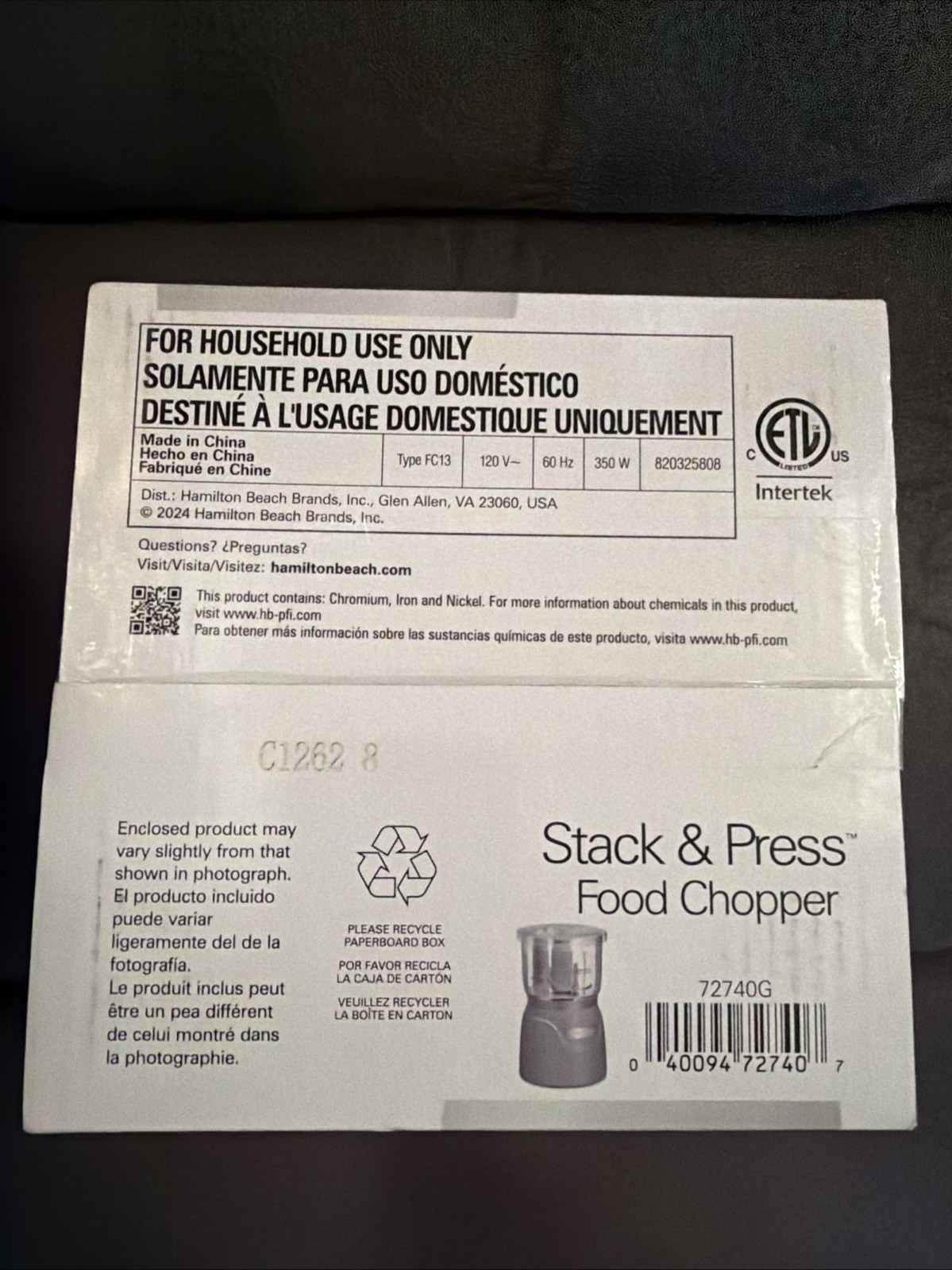 Hamilton Beach 3-Cup Stack & Press Food Chopper – Gray