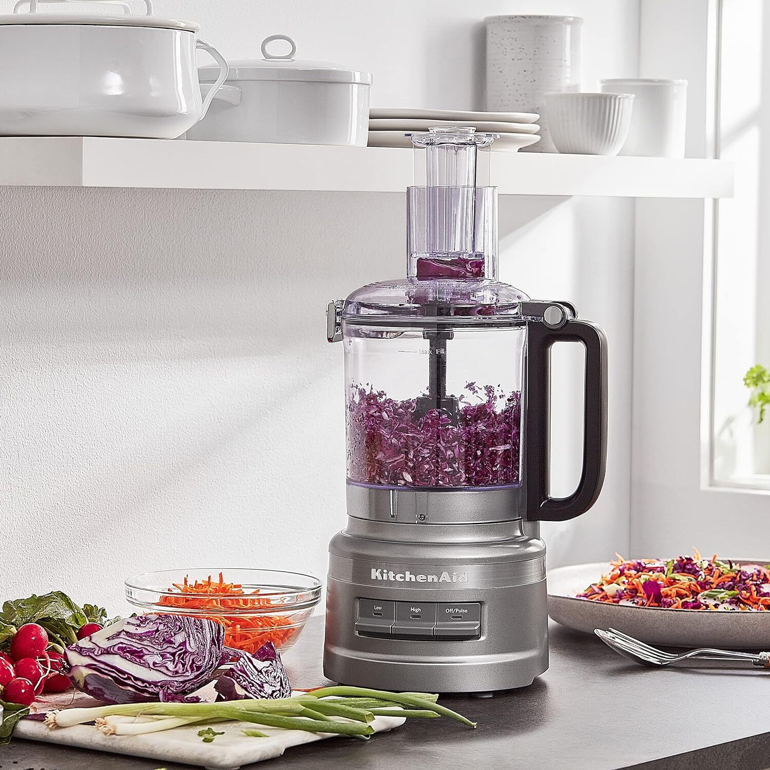 New KitchenAid KFP0918CU Easy Store Clean Food Processor, 9 Cup, Contour Silver