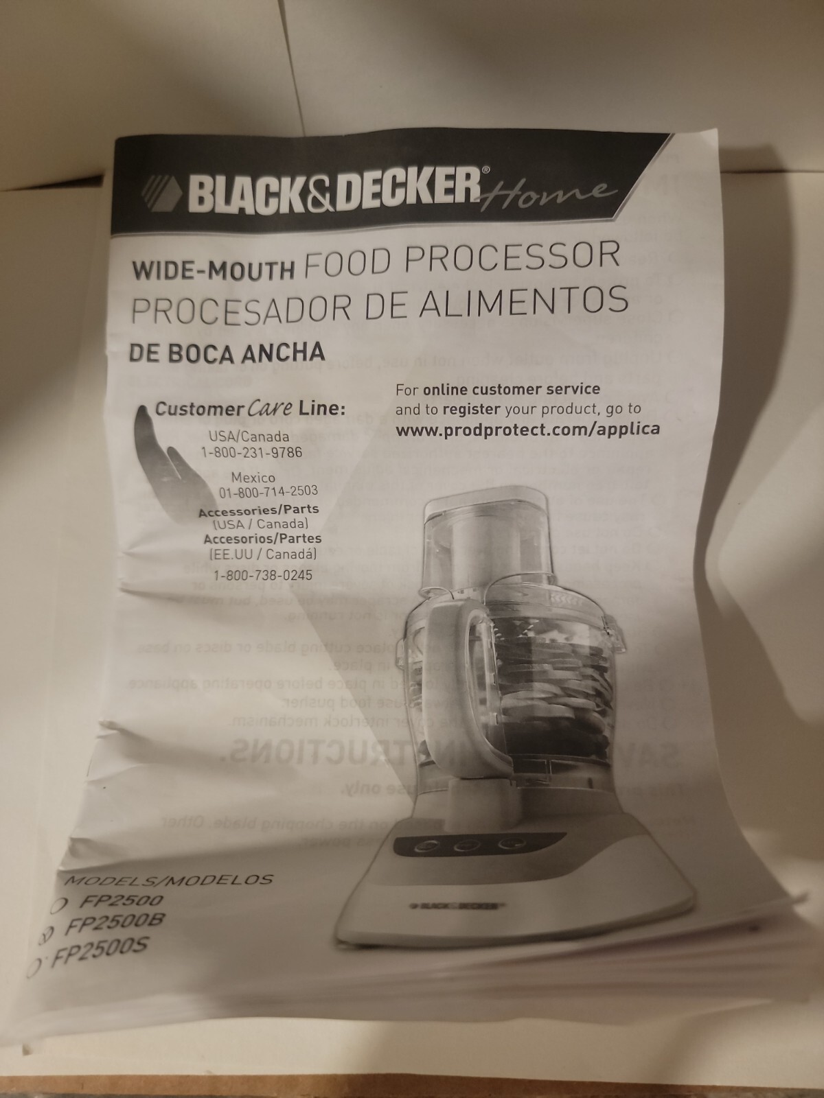 Black & Decker Food Processor FP2500 FP2500B FP2500S owners manual