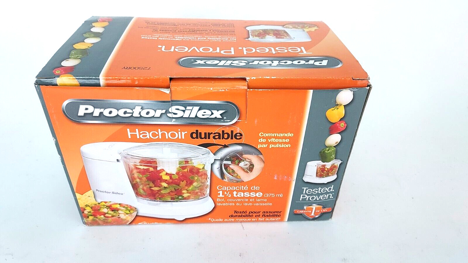 PROCTOR SILEX Durable Food Chopper~Pulse Speed Control~1.5 Cup Capacity~White