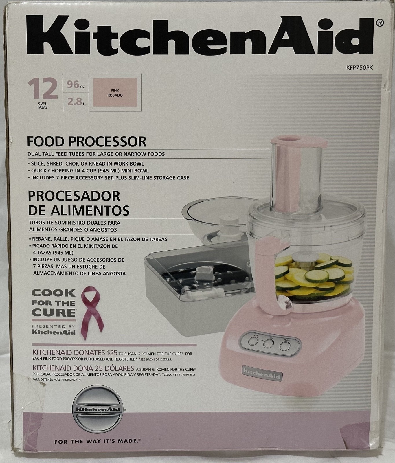 KitchenAid KFP750PK3 Food Processor with Blades – PINK RARE NEW
