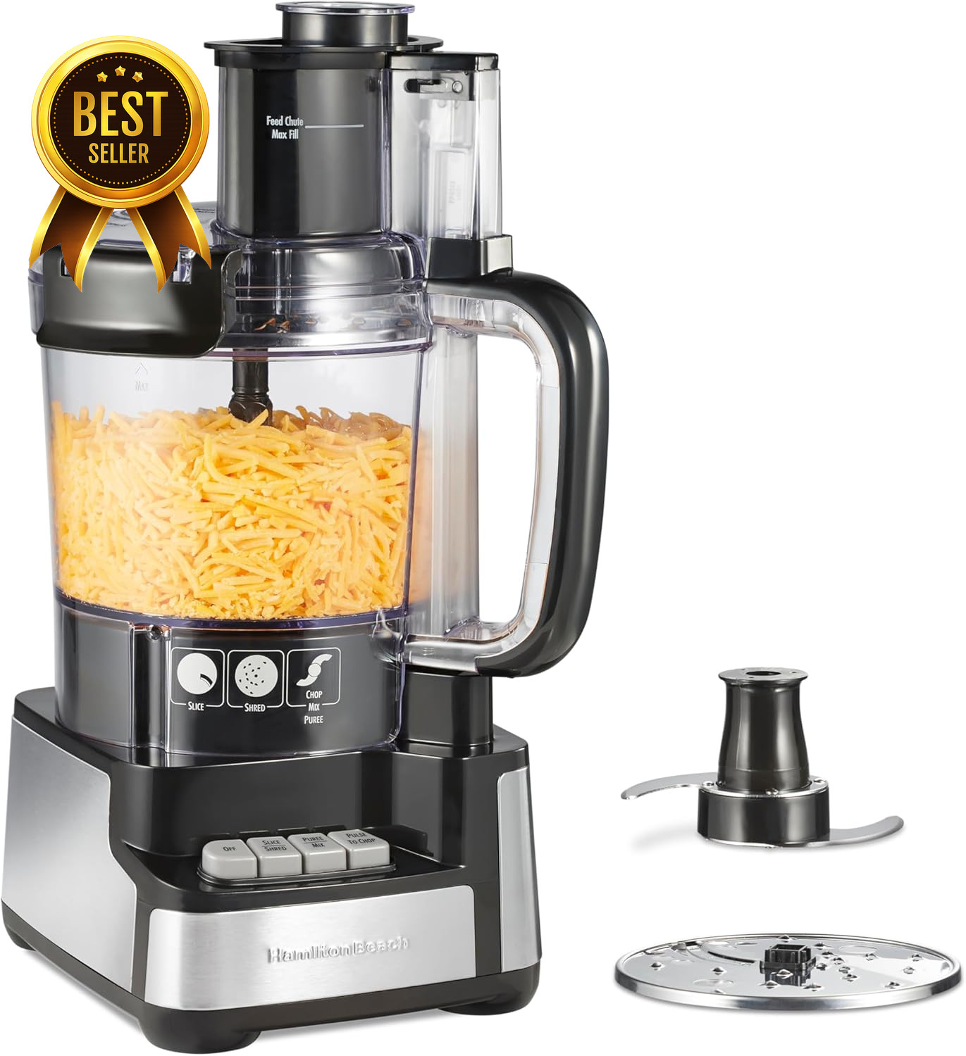 12 Cup Food Processor 450W Stack Snap Chopper Stainless Steel Blades Black