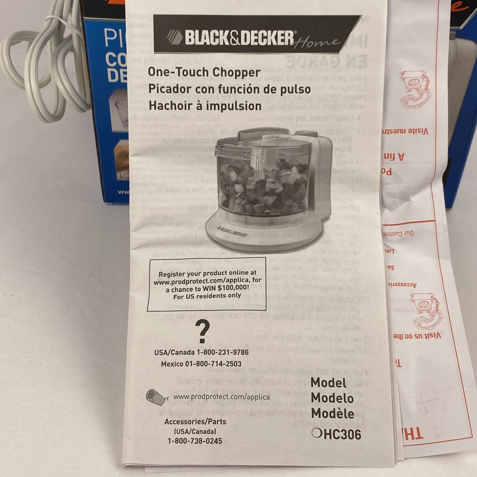 Black & Decker Home 1 1/2 Cup One Touch Electric Chopper HC306 New Open Box