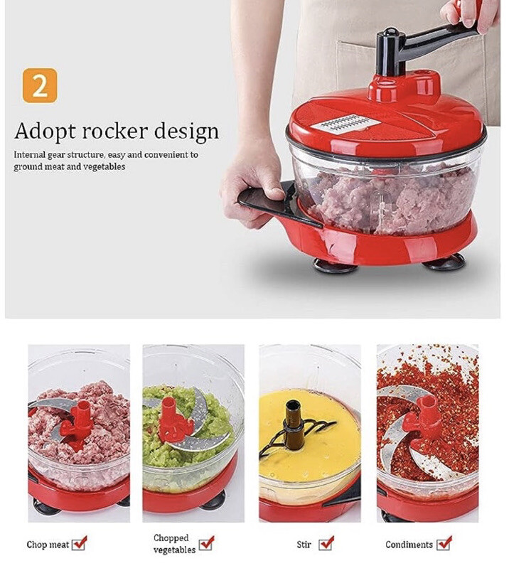 Household Multi-function Manual Blender Food Processor Cutter Meat Grinder.