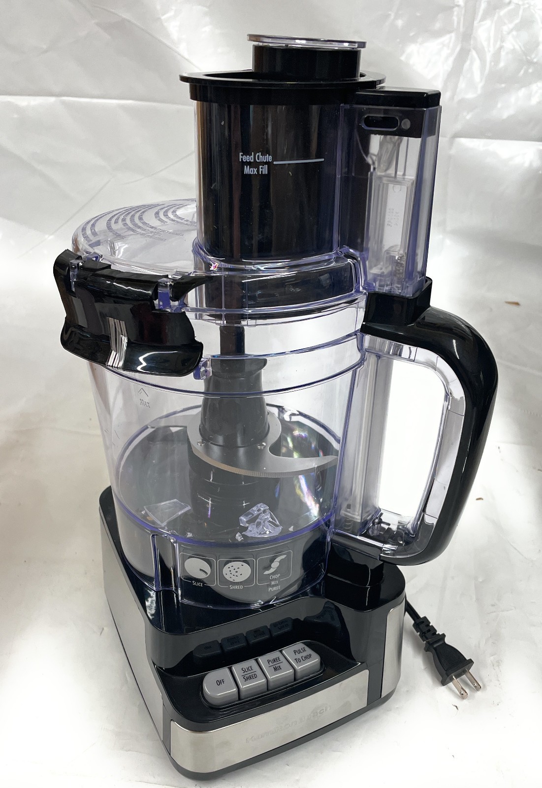 Hamilton Beach 12-Cup Stack & Snap Food Processor, Black, 70725AG, AS-IS!