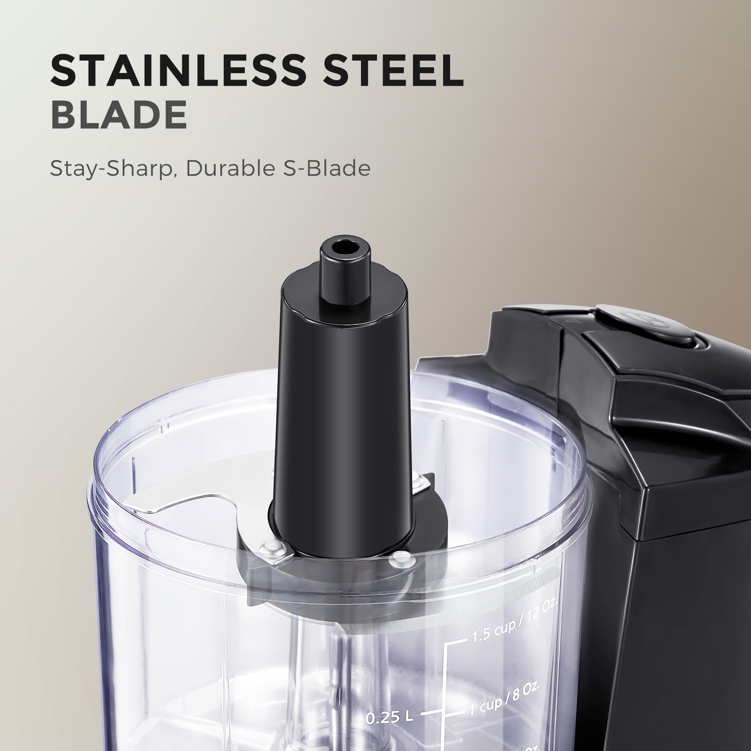 1.5-Cup Electric Food Chopper, 100W Mini Processor, Stainless Steel Blade