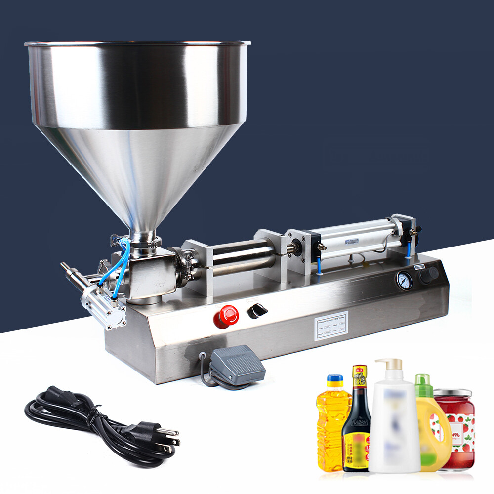 Pneumatic Liquid Paste Filling Machine 50-500ml Cream Cosmetic Filler 40L Hopper
