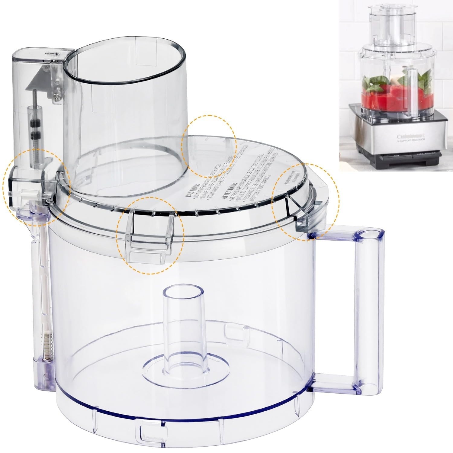 14-Cup Food Processor Work Bowl Kit with Locking Tabs & Cover – Fits DFP-14 Mode