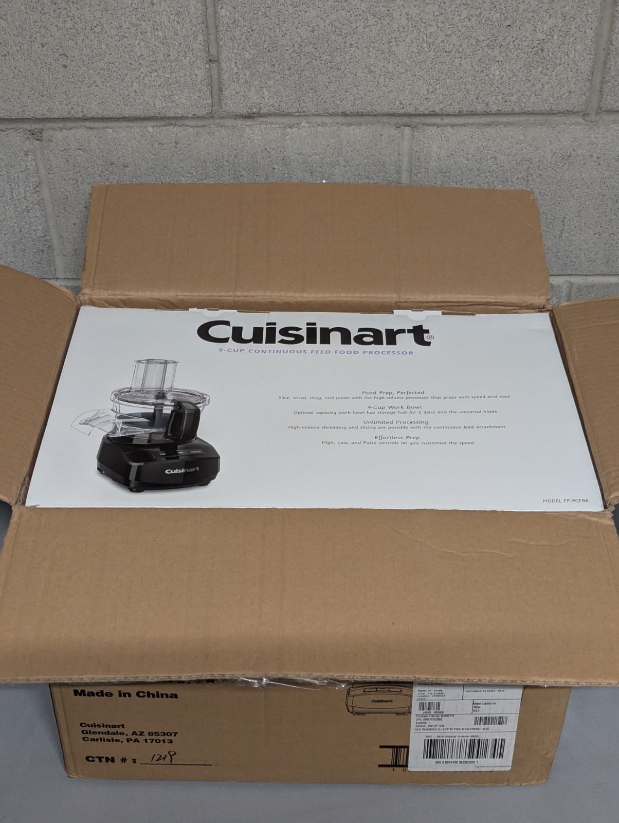 Cuisinart FP-9CFBK 9-Cup Continuous Feed Food Processor New Open Box