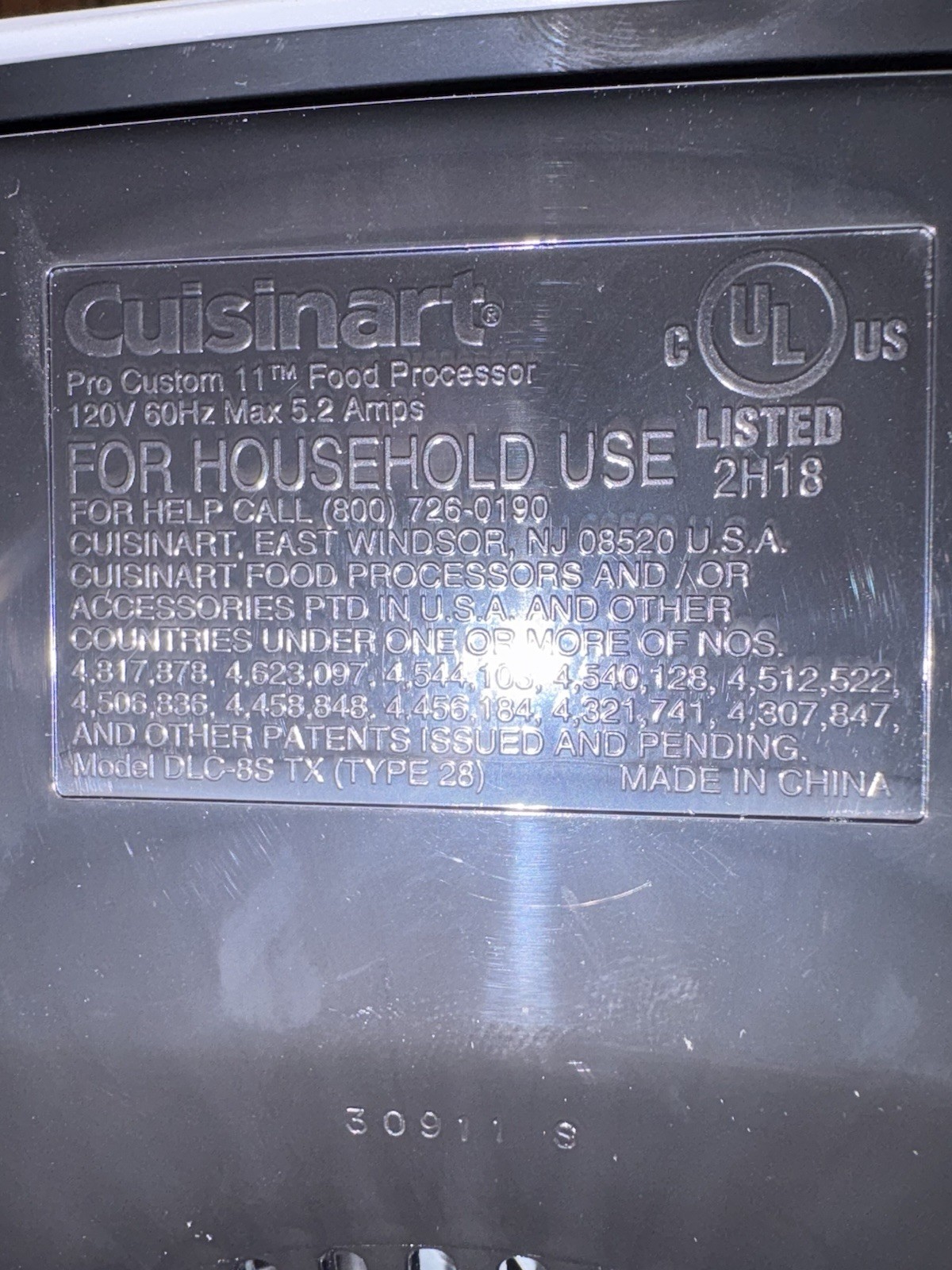 Cuisinart Custom Pro 11 Model DLC-8S TX 11 Cup Food Processor Complete EUC