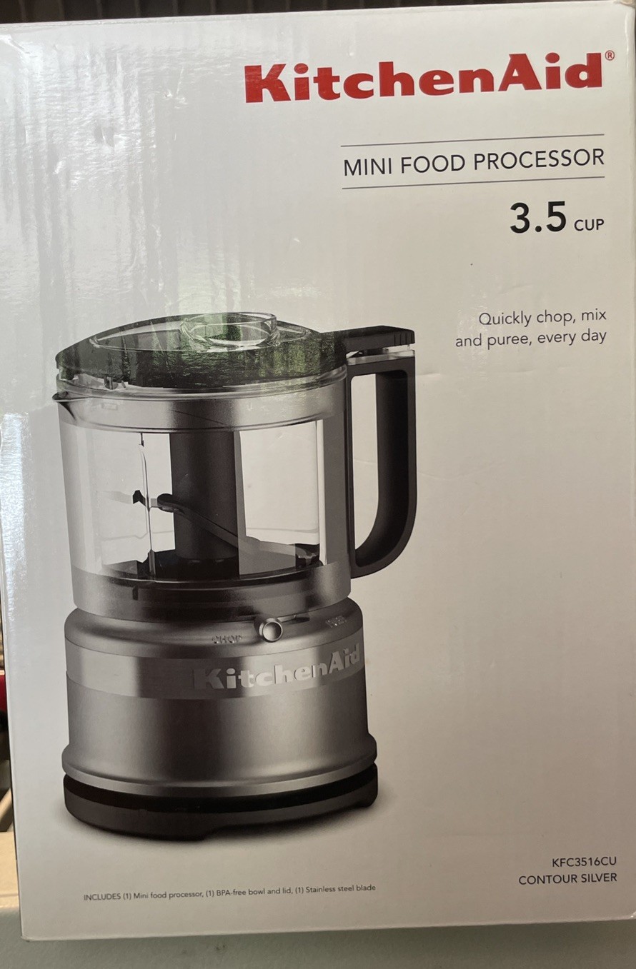 KitchenAid KFC3516CU Mini Food Processor 3.5 Cup Silver Open Box