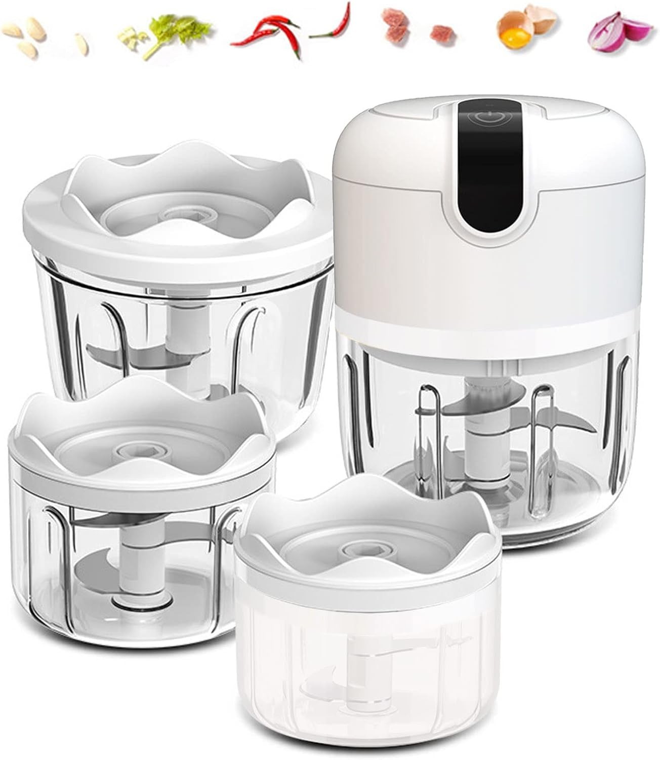 100+250+350ml White 3 Pcs Cordless Mini Food Choppersmall Food Processor For G
